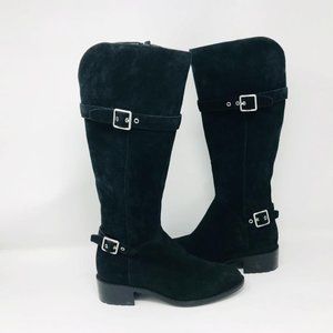 Cole Haan Black Buckle Detail Suede Boots